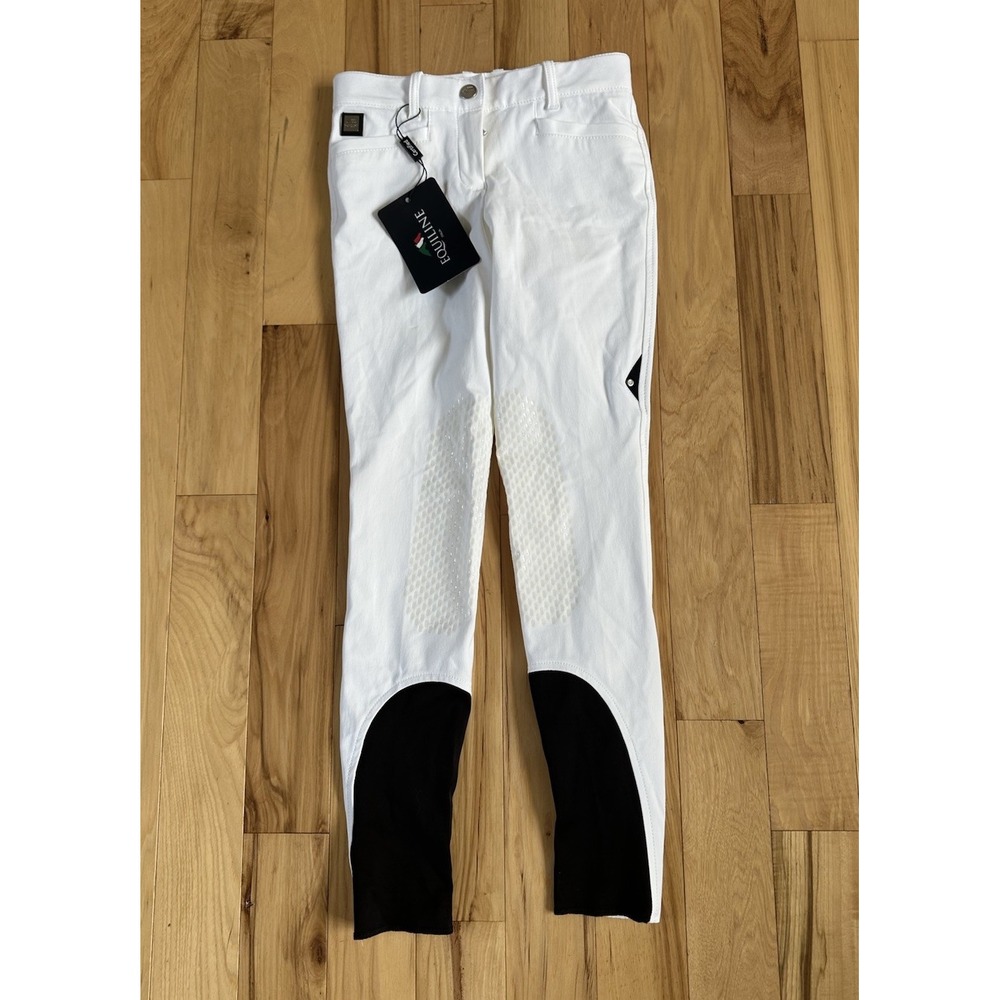 Equiline IT Pantalone Donna Knee Grip Breeches Size 36 White NWT